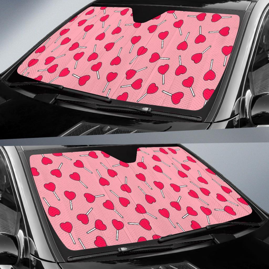 Lollipop Heart Print Pattern Car Sun Shade-grizzshop