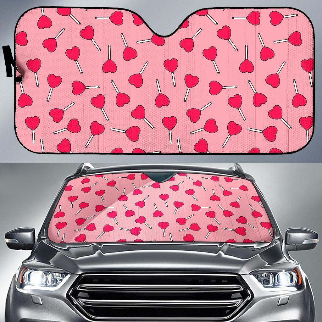 Lollipop Heart Print Pattern Car Sun Shade-grizzshop