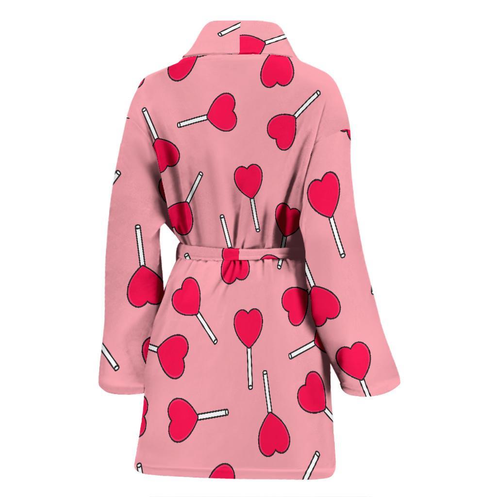 Lollipop Heart Print Pattern Women Long Robe-grizzshop