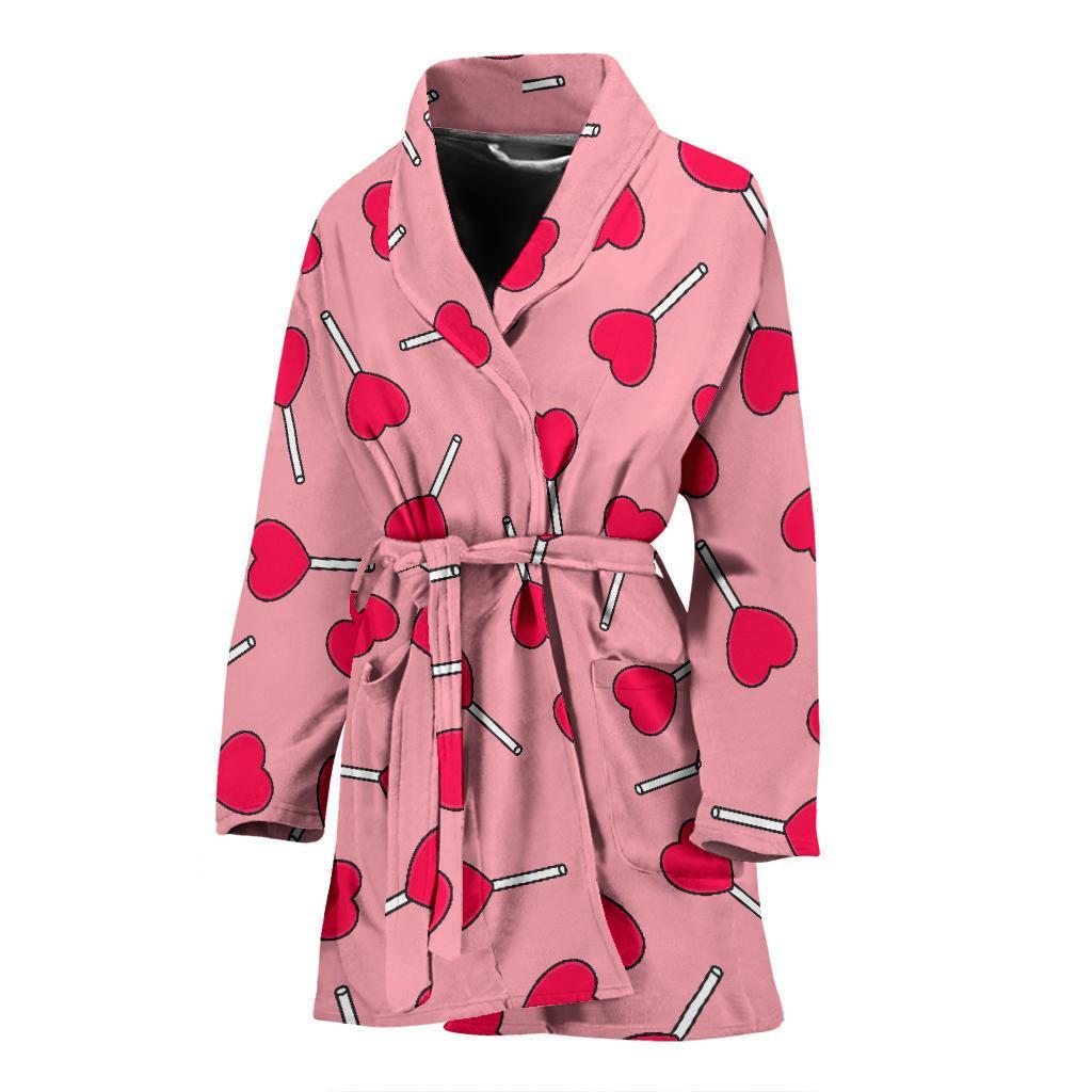 Lollipop Heart Print Pattern Women Long Robe-grizzshop