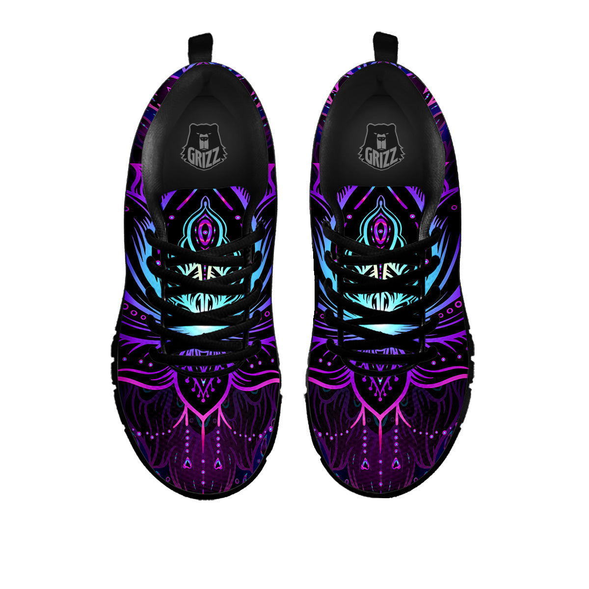 Lotus Boho Spiritual Print Black Sneaker-grizzshop