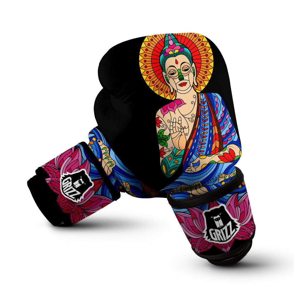 Lotus Buddha Colorful Print Boxing Gloves-grizzshop