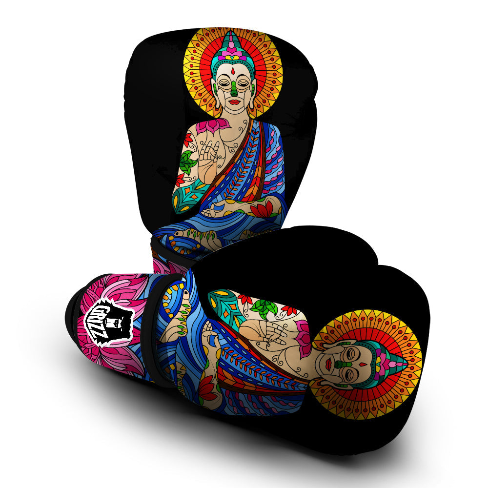 Lotus Buddha Colorful Print Boxing Gloves-grizzshop