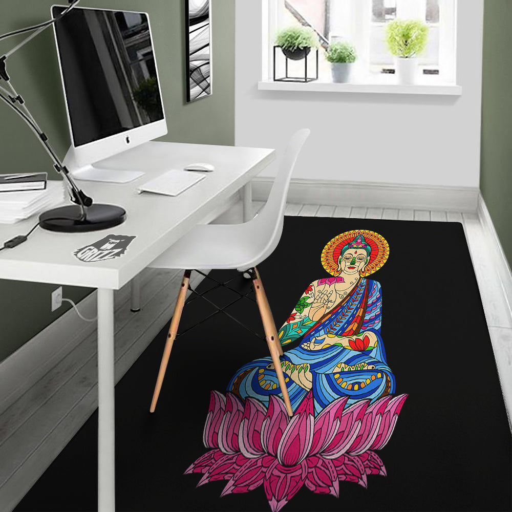 Lotus Buddha Colorful Print Floor Mat-grizzshop