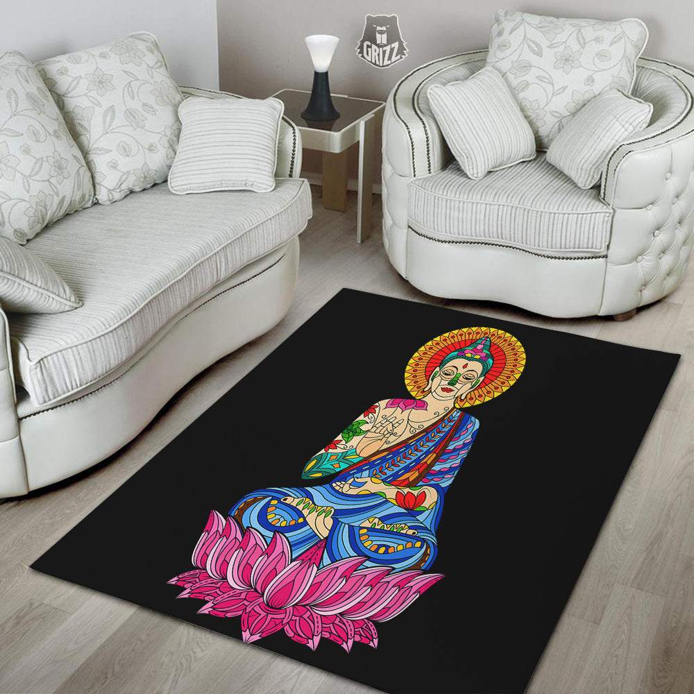 Lotus Buddha Colorful Print Floor Mat-grizzshop