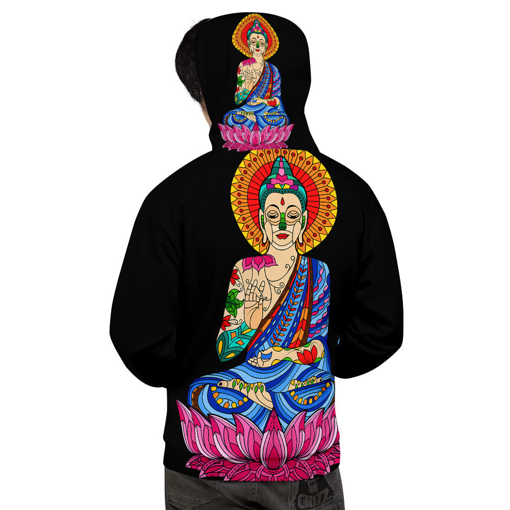 Lotus Buddha Colorful Print Men's Hoodie-grizzshop