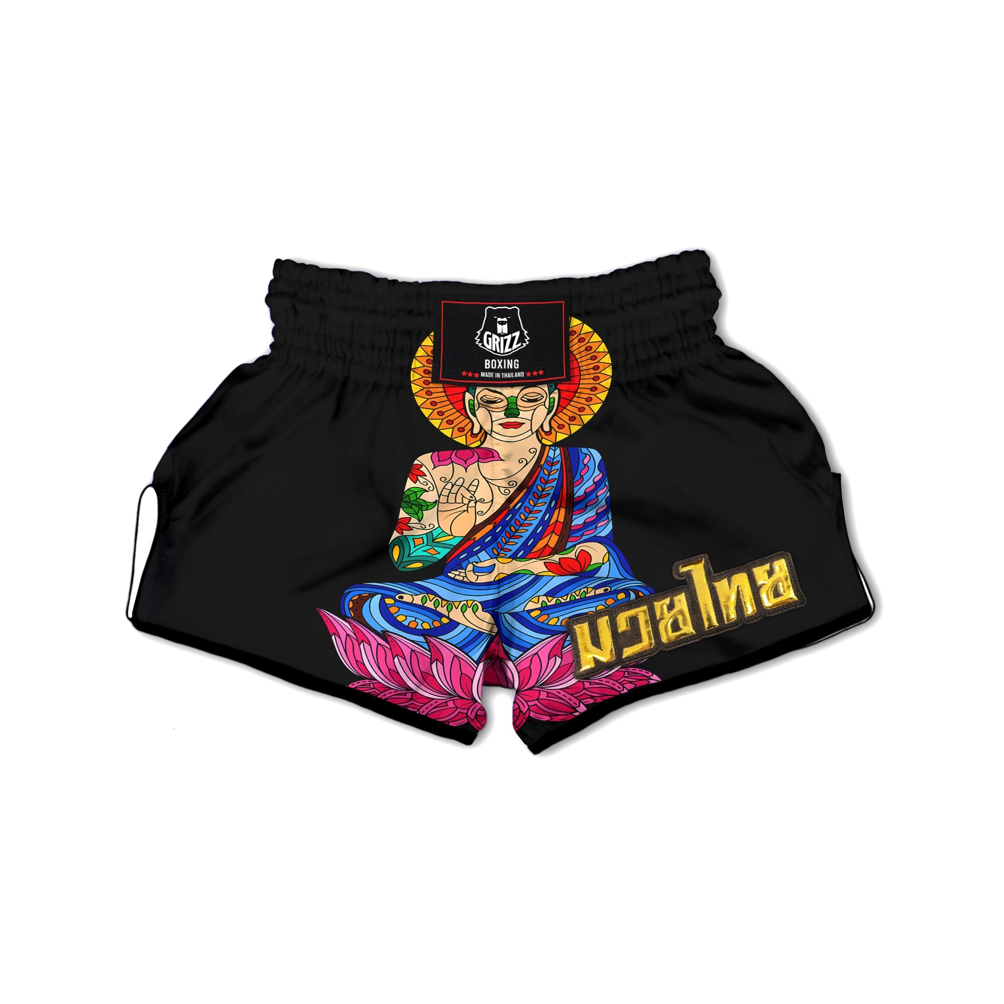 Lotus Buddha Colorful Print Muay Thai Boxing Shorts-grizzshop