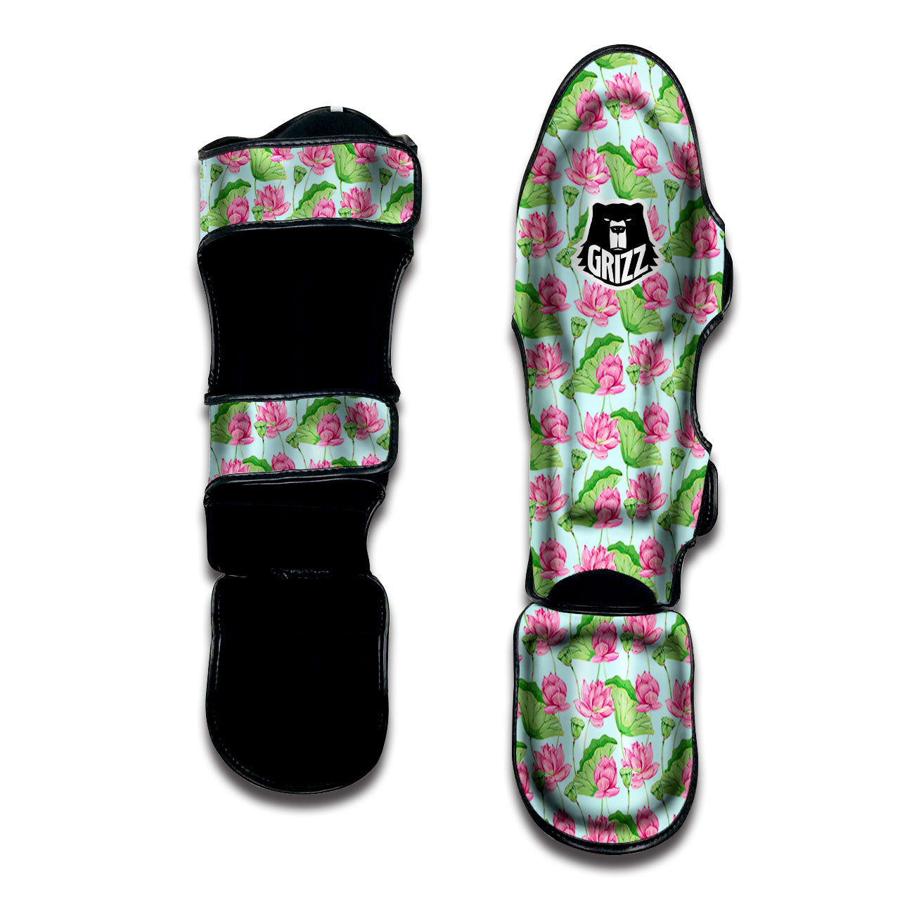 Lotus Leaf And Flower On The Water Print Pattern Muay Thai Shin Guards-grizzshop