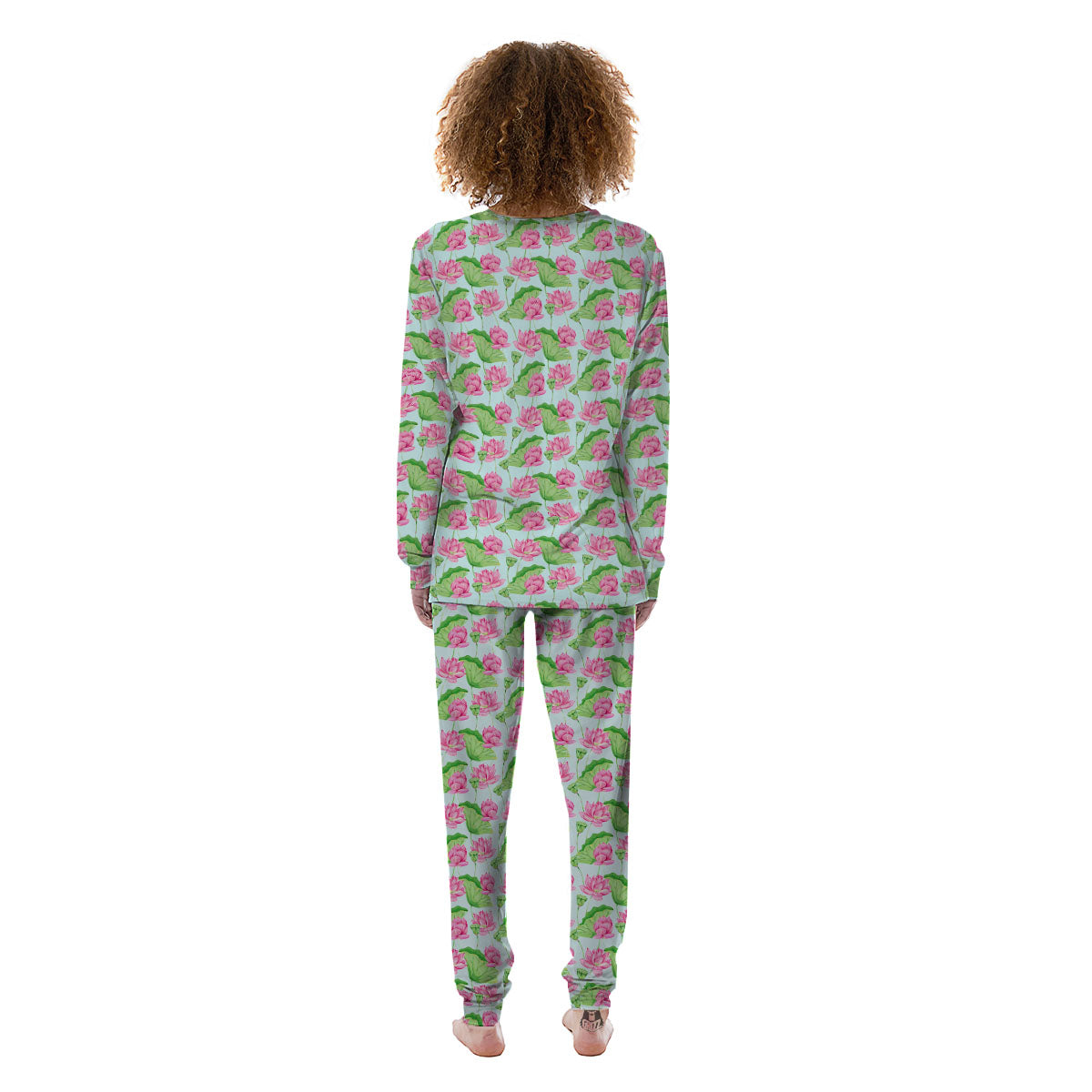 Lotus Leaf And Flower On The Water Print Pattern Women's Pajamas-grizzshop