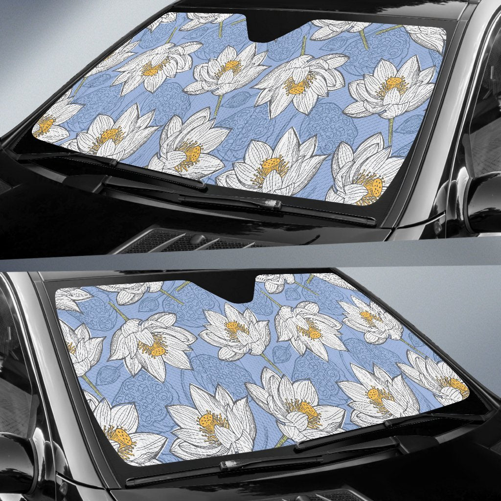 Lotus Pattern Print Car Sun Shade-grizzshop
