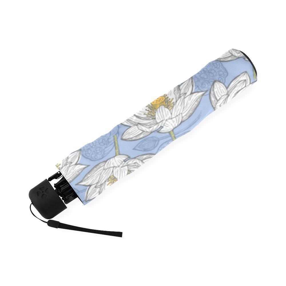Lotus Pattern Print Foldable Umbrella-grizzshop