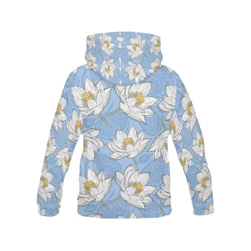 Lotus Pattern Print Women Pullover Hoodie-grizzshop