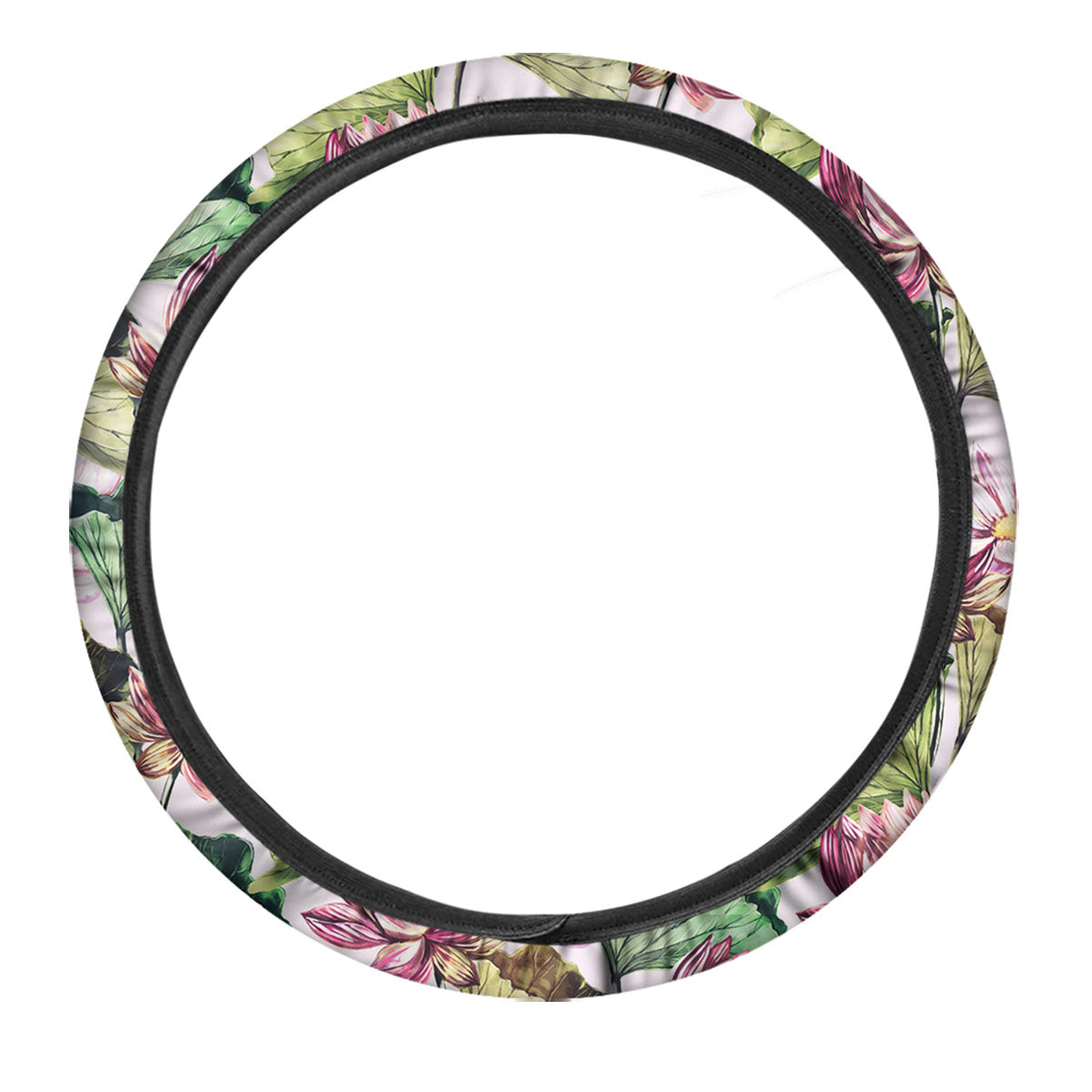 Lotus Pink Print Pattern Car Steering Wheel Cover-grizzshop