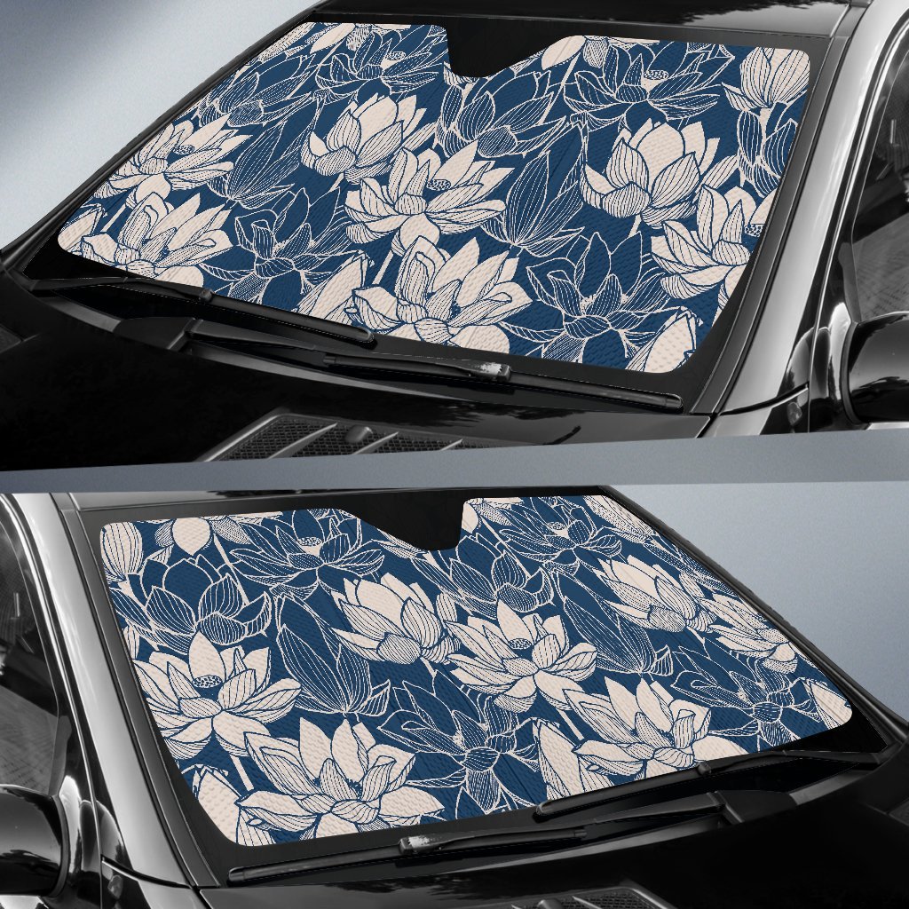 Lotus Print Pattern Car Sun Shade-grizzshop