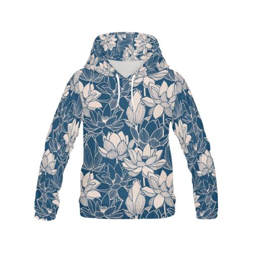 Lotus Print Pattern Men Pullover Hoodie-grizzshop