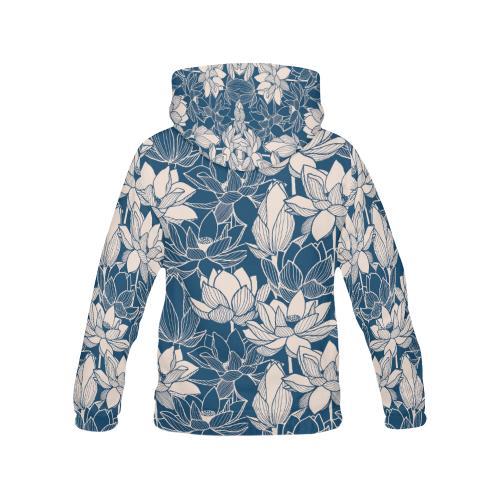 Lotus Print Pattern Women Pullover Hoodie-grizzshop