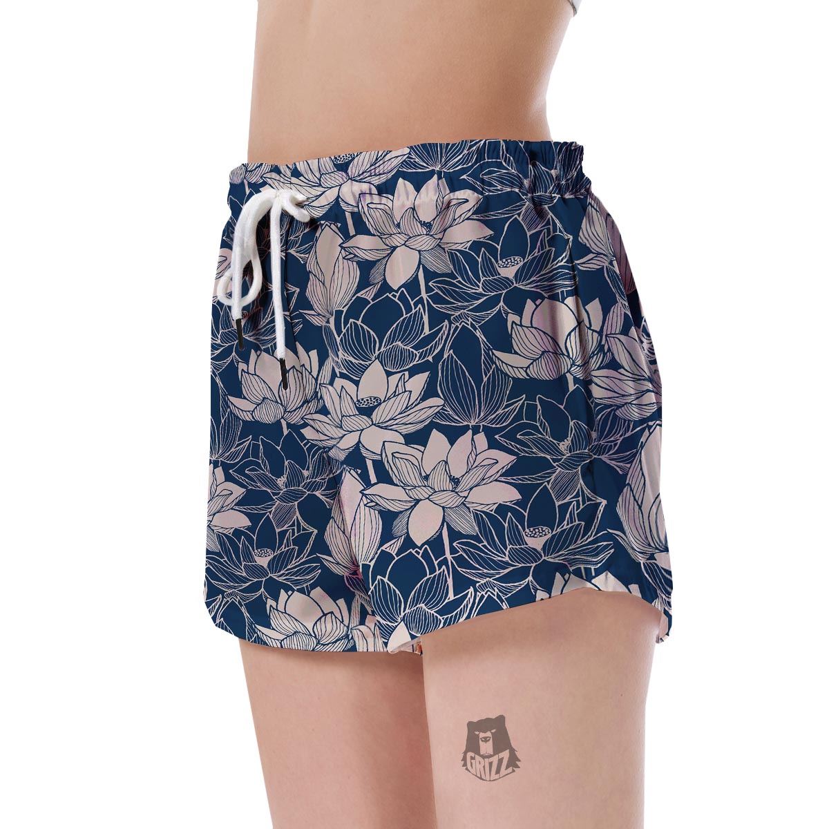 Lotus Print Pattern Women's Shorts-grizzshop
