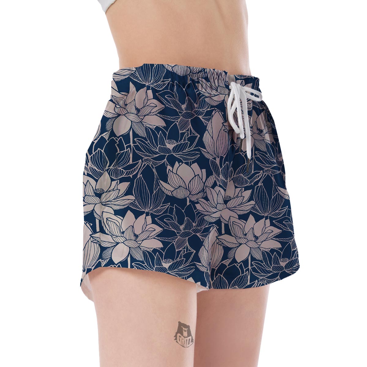 Lotus Print Pattern Women's Shorts-grizzshop