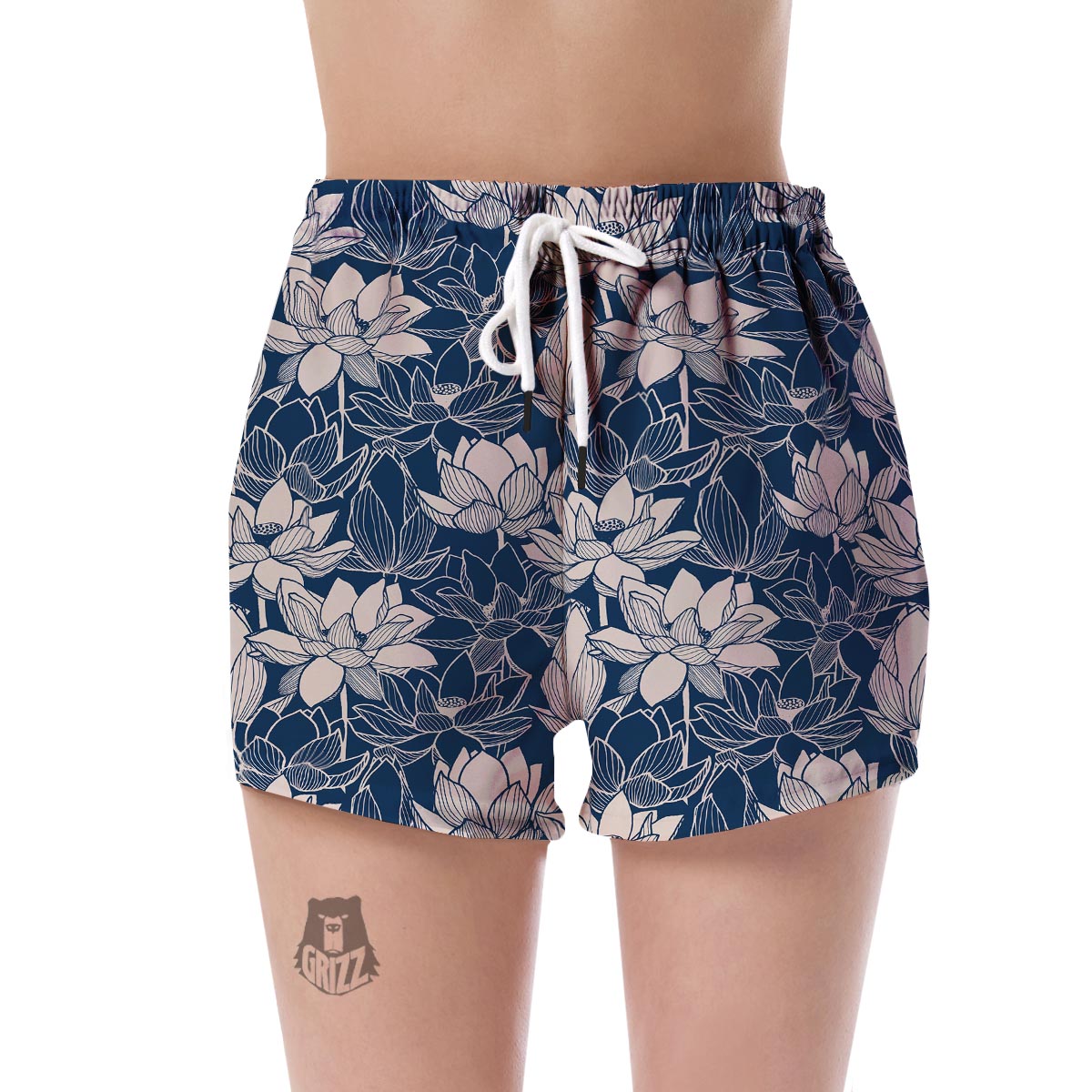 Lotus Print Pattern Women's Shorts-grizzshop