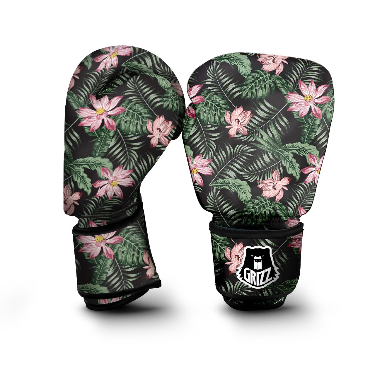 Lotus Tropical Print Pattern Boxing Gloves-grizzshop