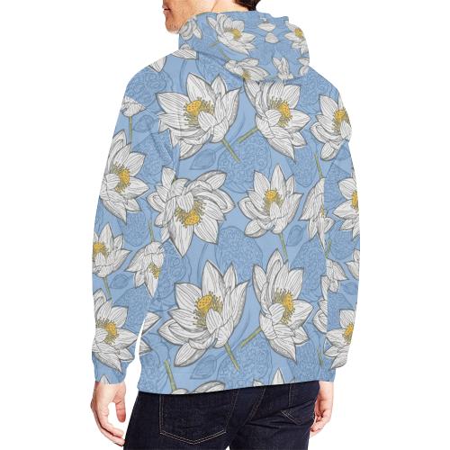 Lotus Pattern Print Men Pullover Hoodie-grizzshop