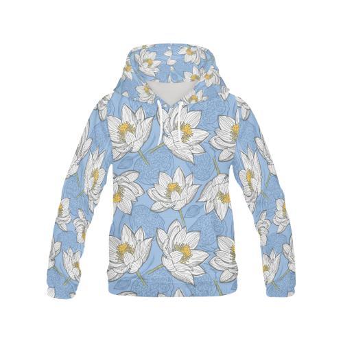 Lotus Pattern Print Men Pullover Hoodie-grizzshop