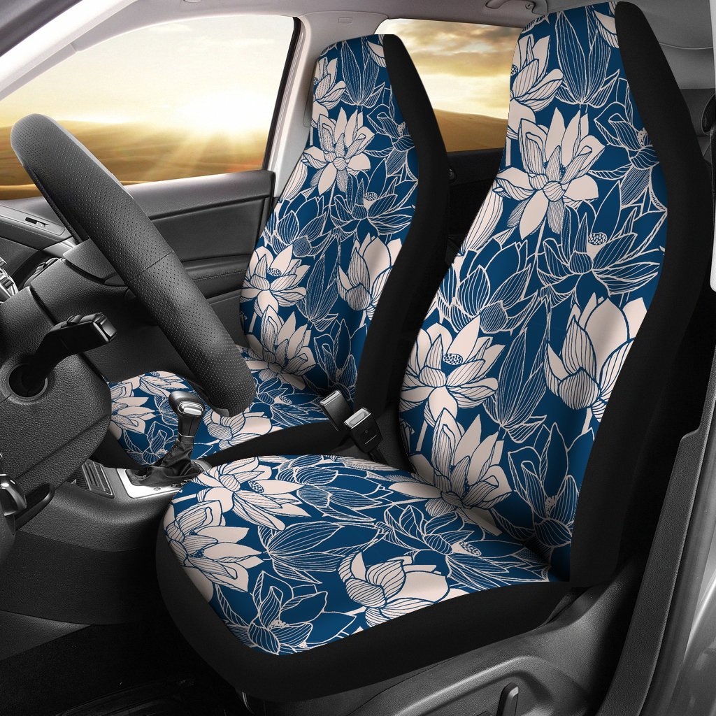 Lotus Print Pattern Universal Fit Car Seat Cover-grizzshop