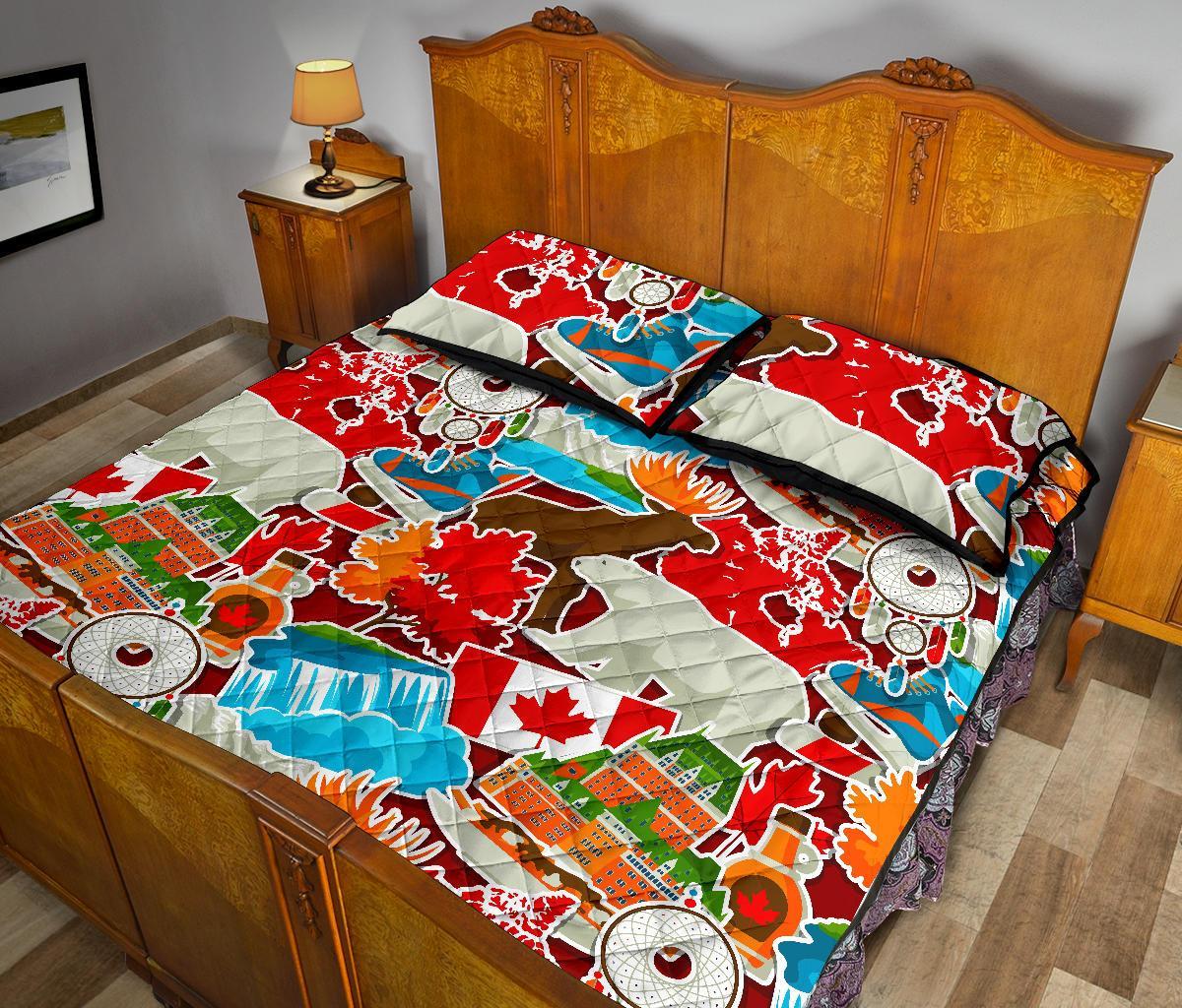 Love Canada Pattern Print Bed Set Quilt-grizzshop