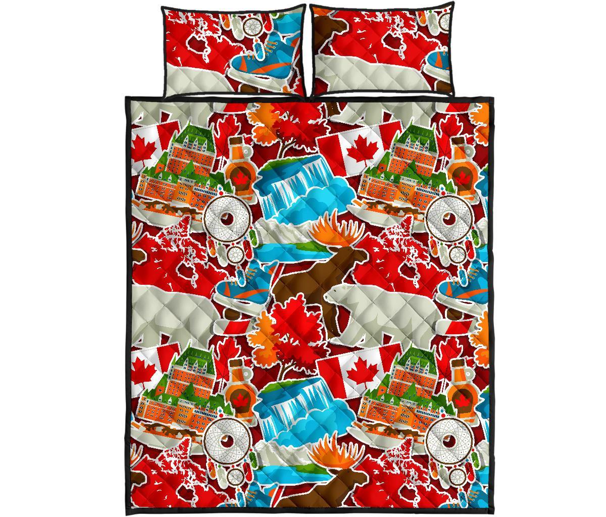 Love Canada Pattern Print Bed Set Quilt-grizzshop