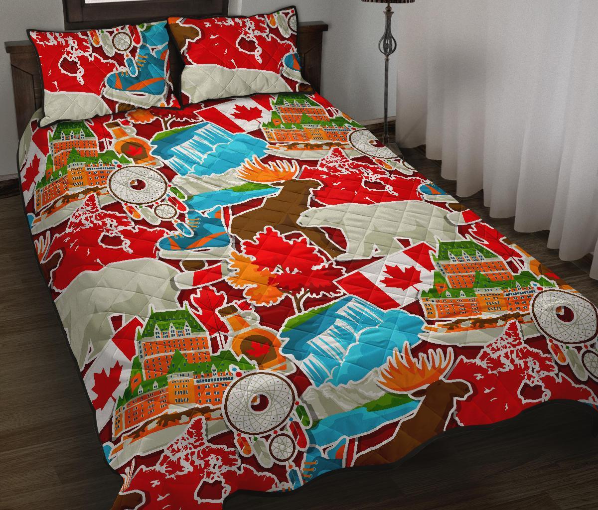 Love Canada Pattern Print Bed Set Quilt-grizzshop