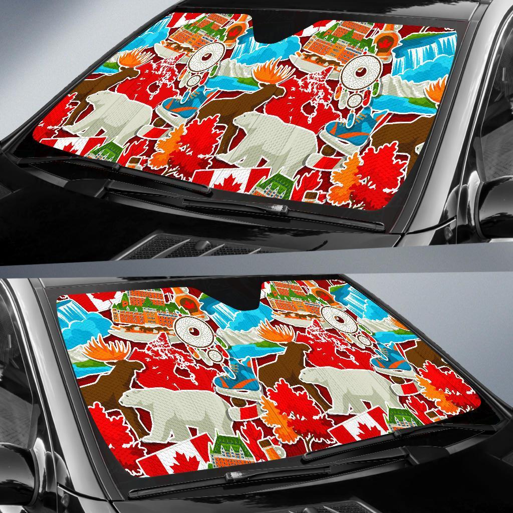 Love Canada Pattern Print Car Sun Shade-grizzshop