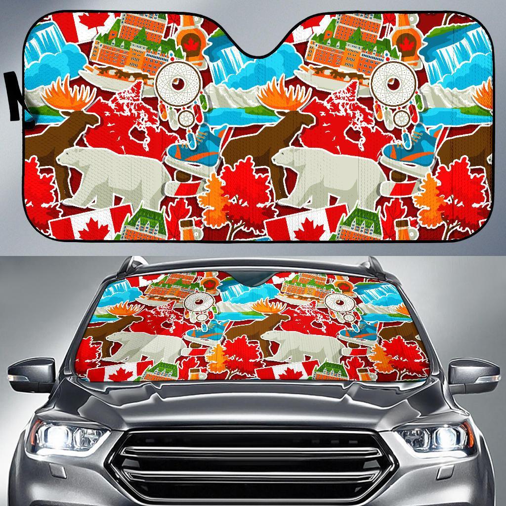 Love Canada Pattern Print Car Sun Shade-grizzshop