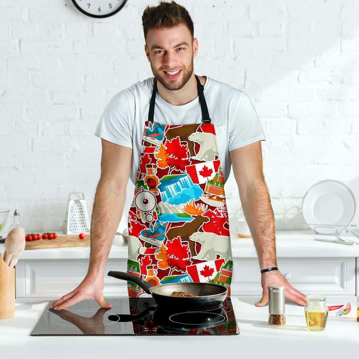 Love Canada Pattern Print Men's Apron-grizzshop