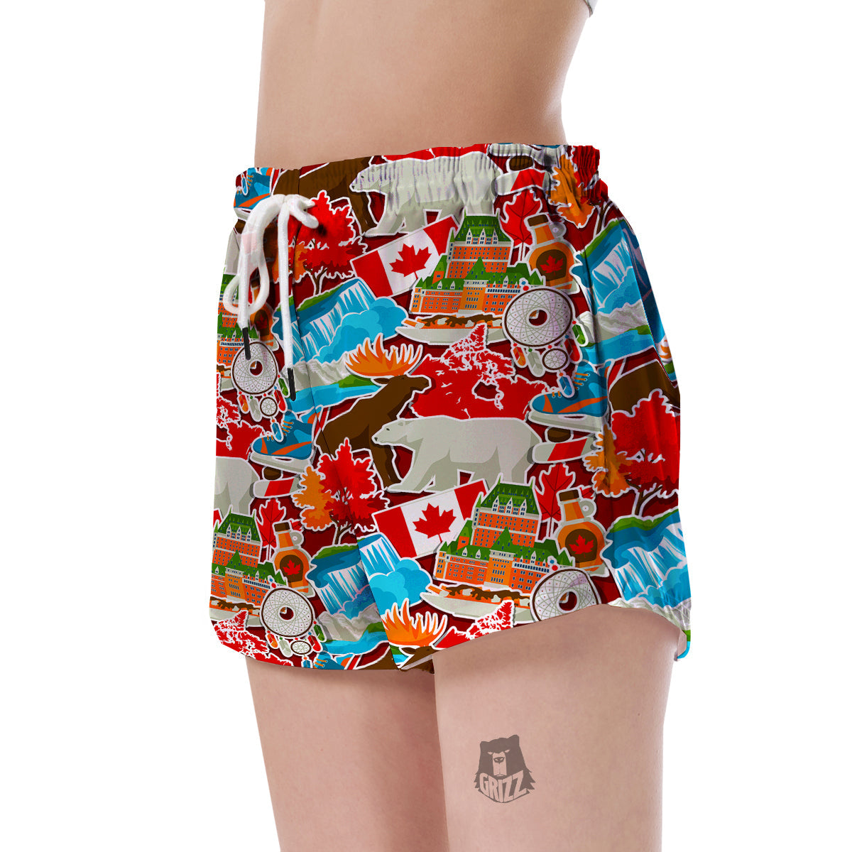 Love Canada Pattern Print Women's Shorts-grizzshop