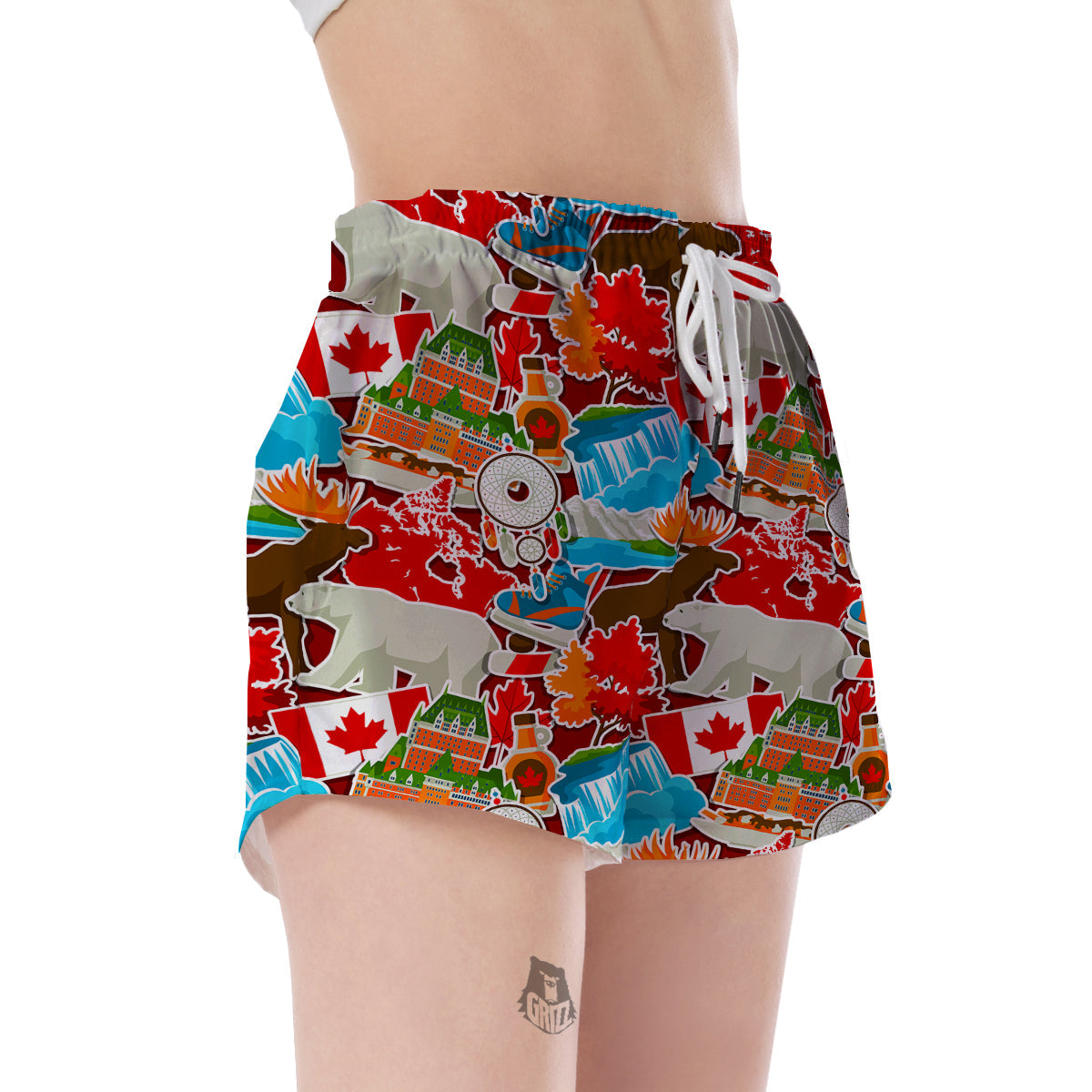 Love Canada Pattern Print Women's Shorts-grizzshop