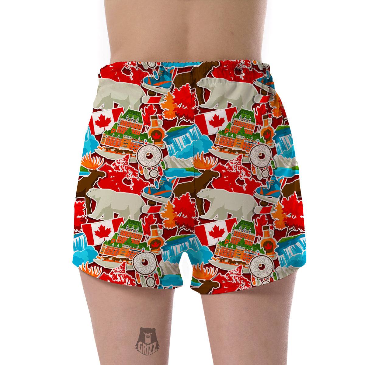 Love Canada Pattern Print Women's Shorts-grizzshop