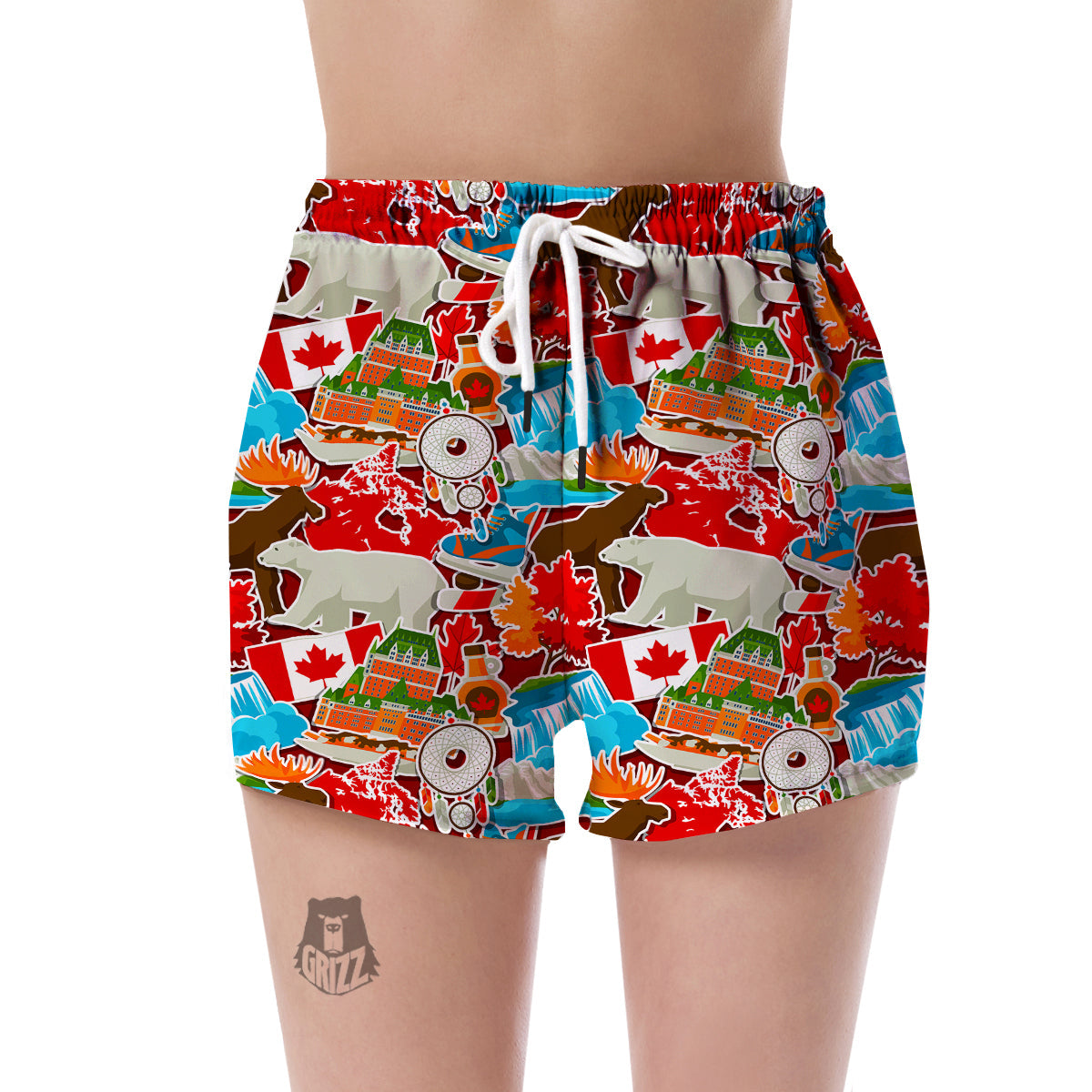 Love Canada Pattern Print Women's Shorts-grizzshop