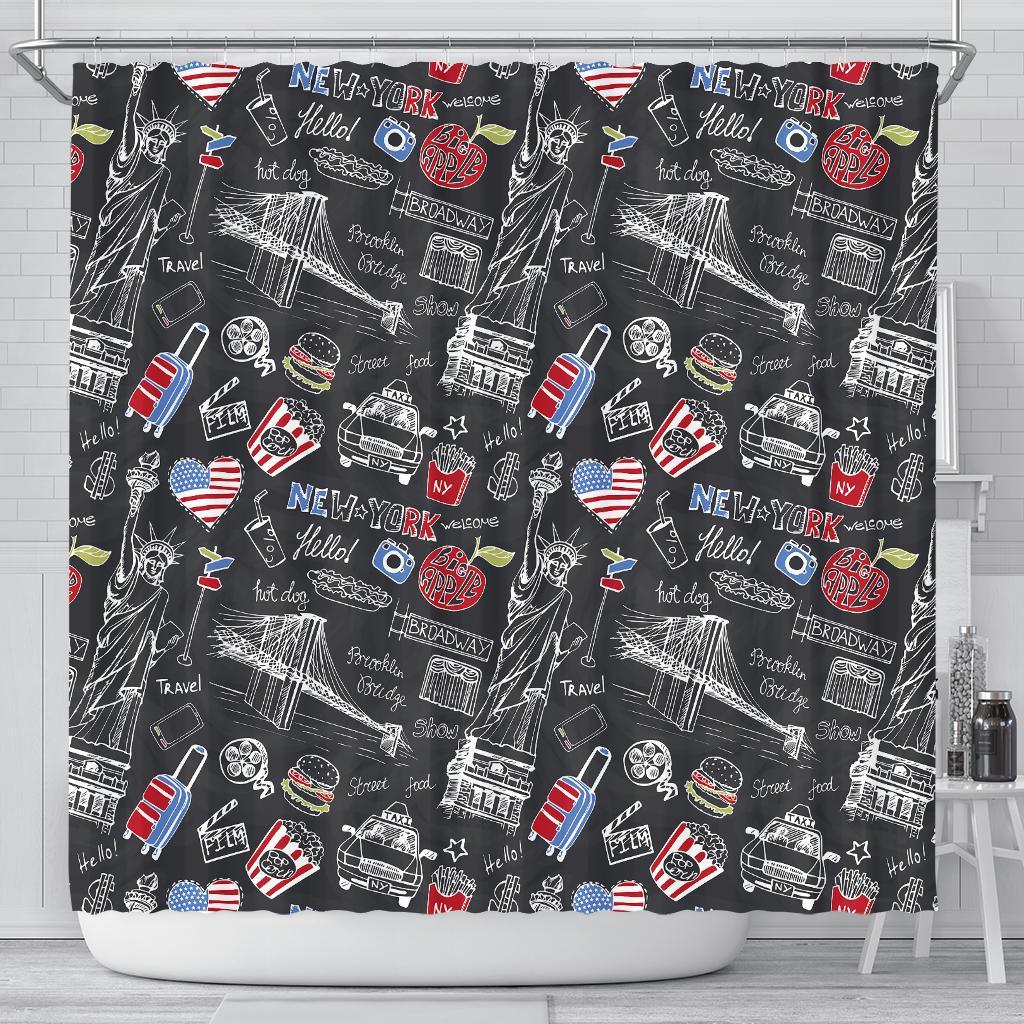 Love New York Print Pattern Bathroom Shower Curtain-grizzshop