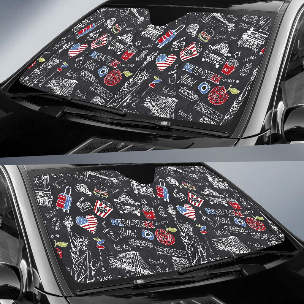 Love New York Print Pattern Car Sun Shade-grizzshop
