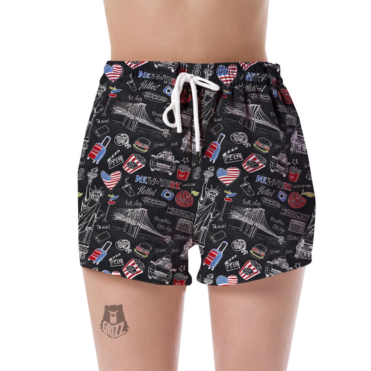 Love New York Print Pattern Women's Shorts-grizzshop