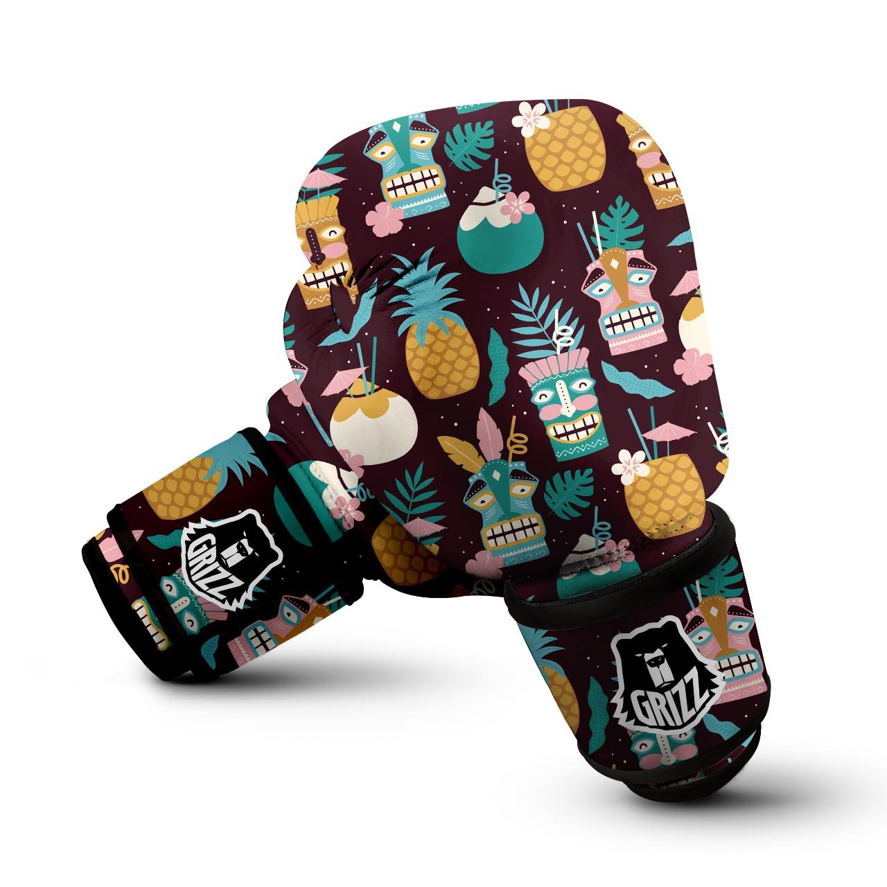 Luau Tiki Print Pattern Boxing Gloves-grizzshop