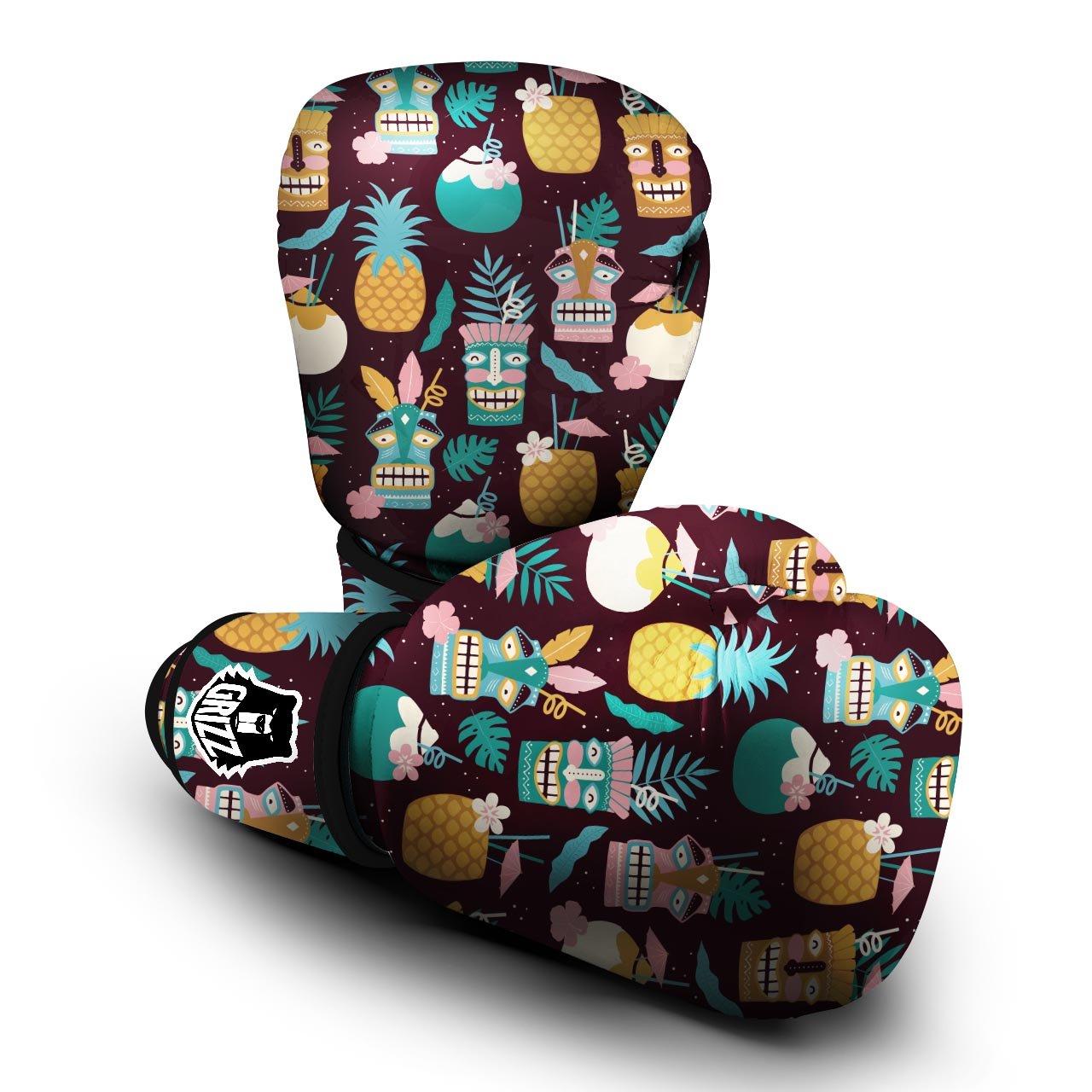 Luau Tiki Print Pattern Boxing Gloves-grizzshop