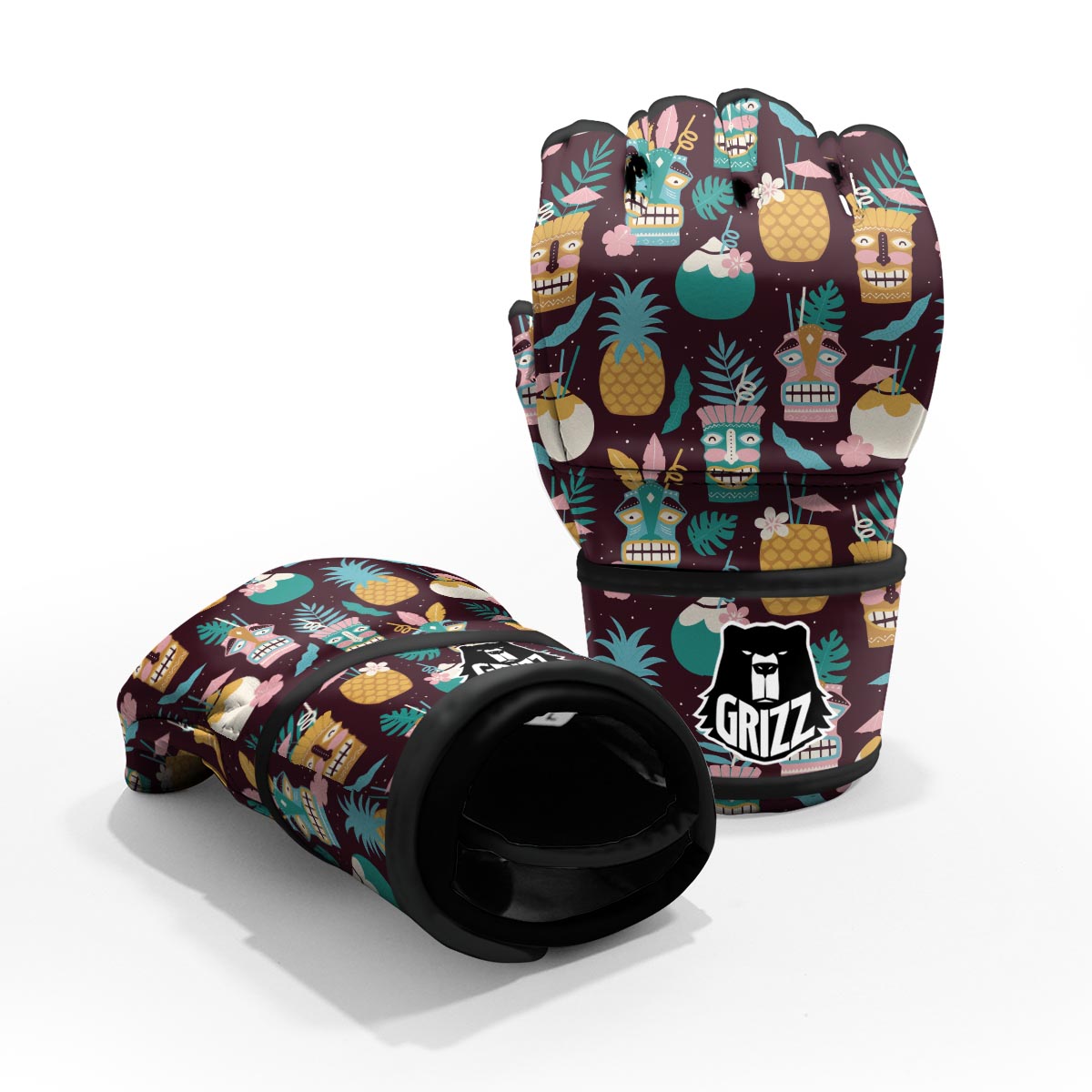 Luau Tiki Print Pattern MMA Gloves-grizzshop