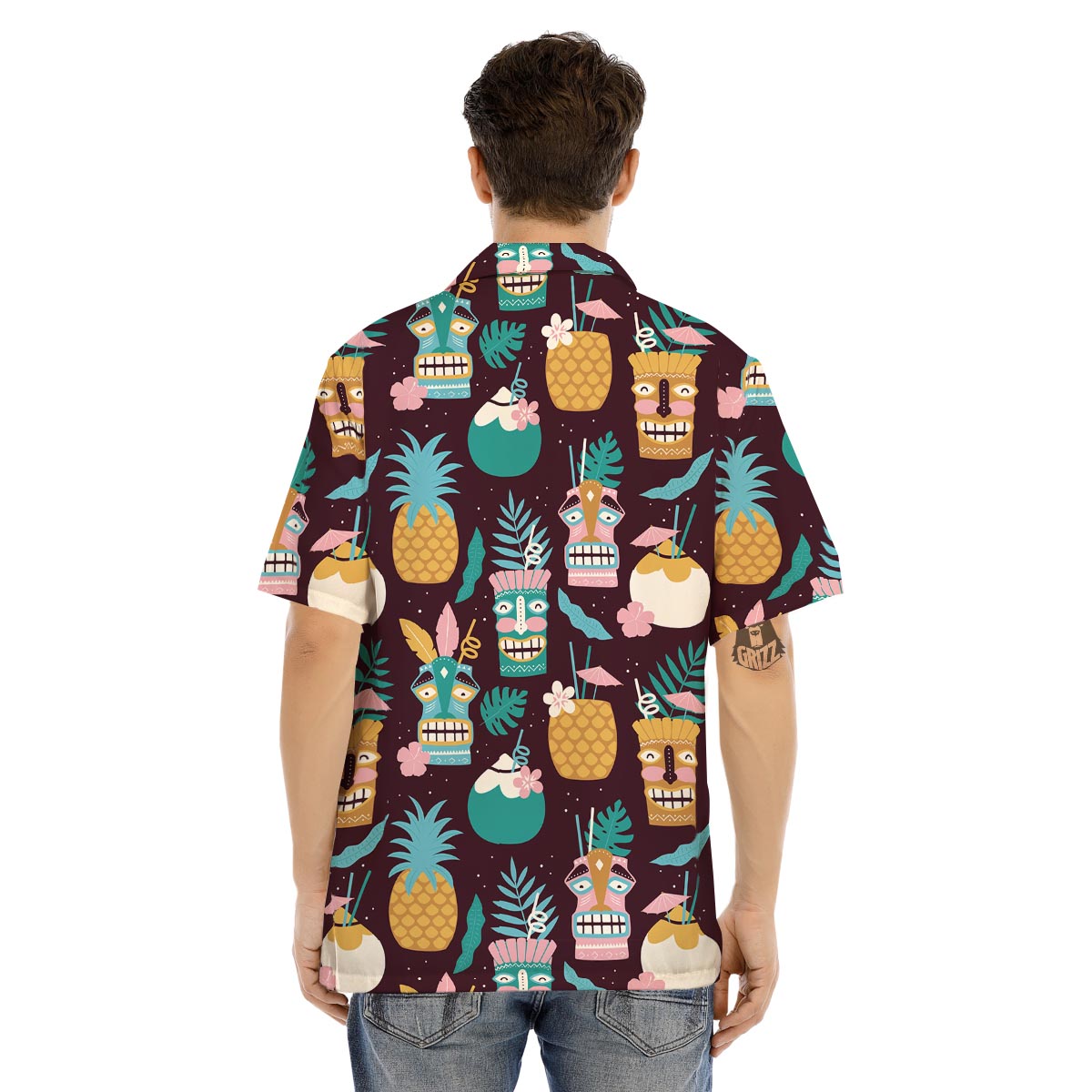 Luau Tiki Print Pattern Men's Hawaiian Shirt-grizzshop