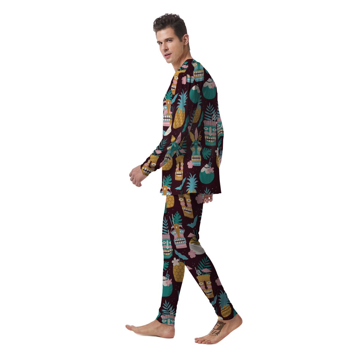 Luau Tiki Print Pattern Men's Pajamas-grizzshop