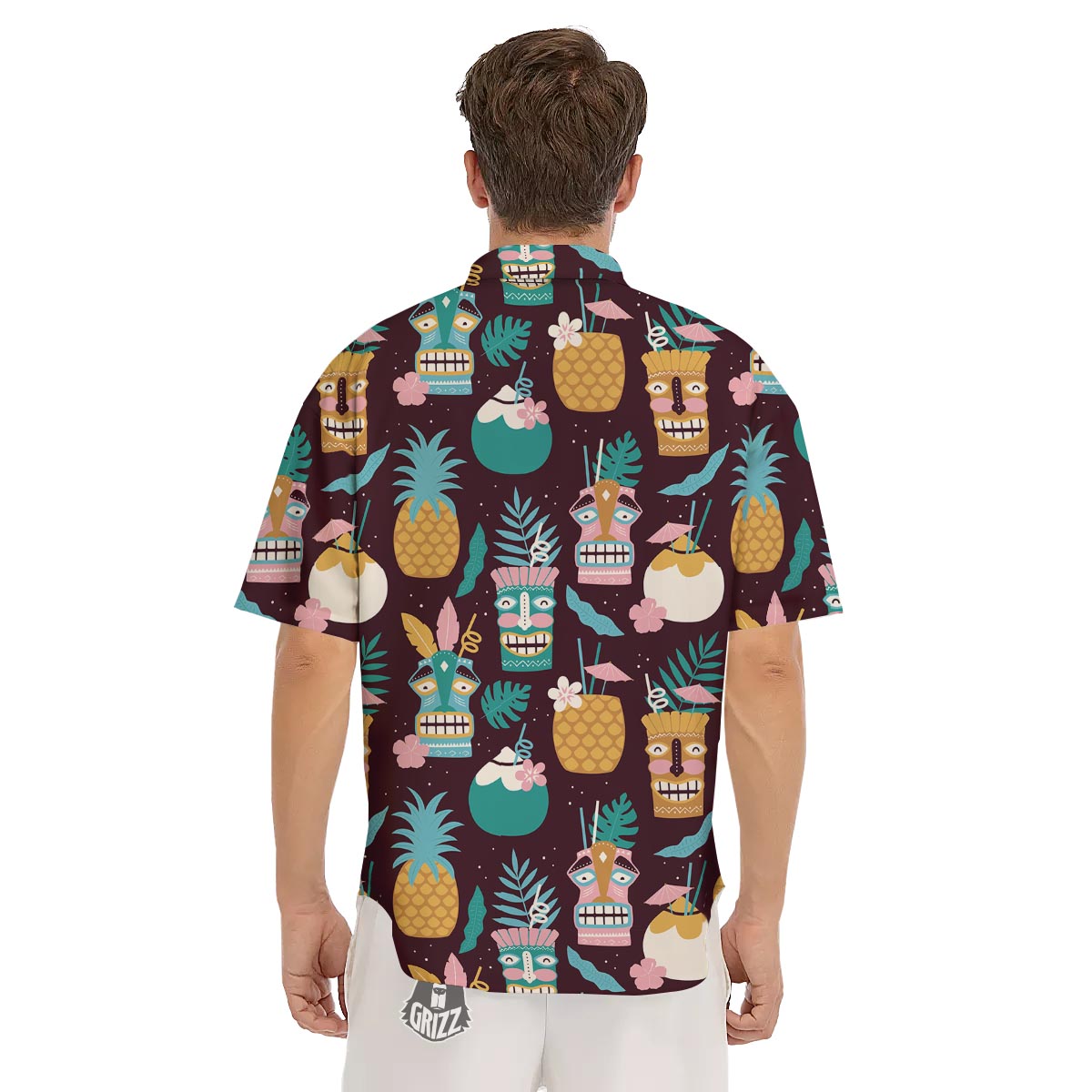 Luau Tiki Print Pattern Men's Short Sleeve Shirts-grizzshop