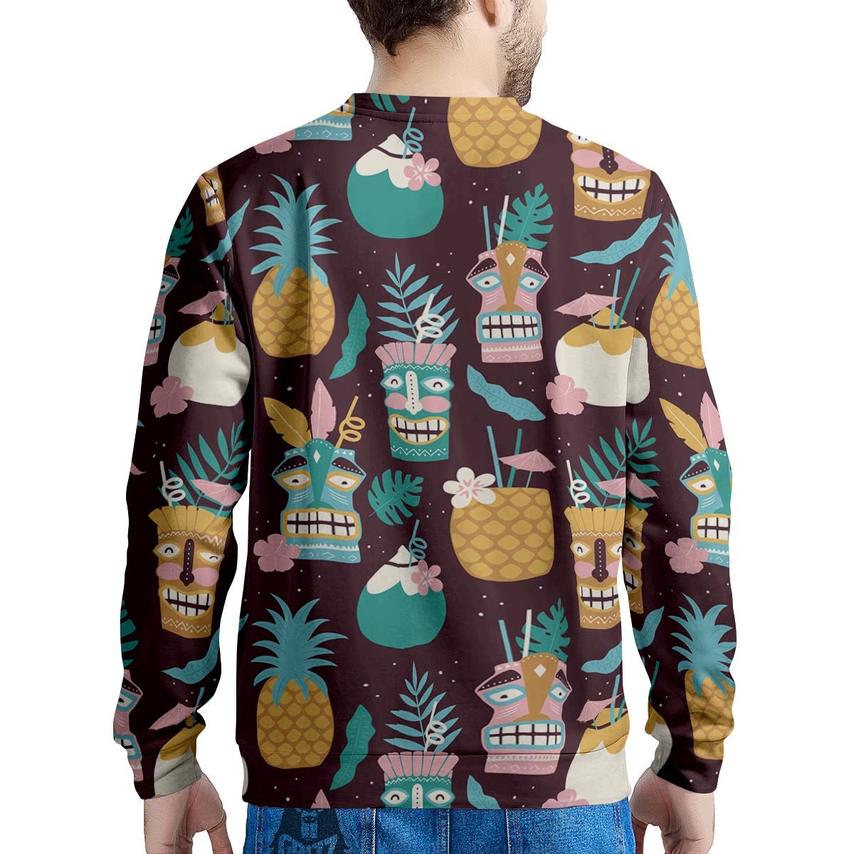 Luau Tiki Print Pattern Men's Sweatshirt-grizzshop