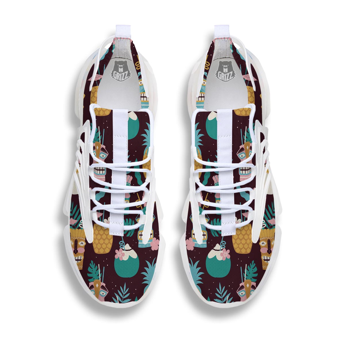Luau Tiki Print Pattern White Gym Shoes-grizzshop