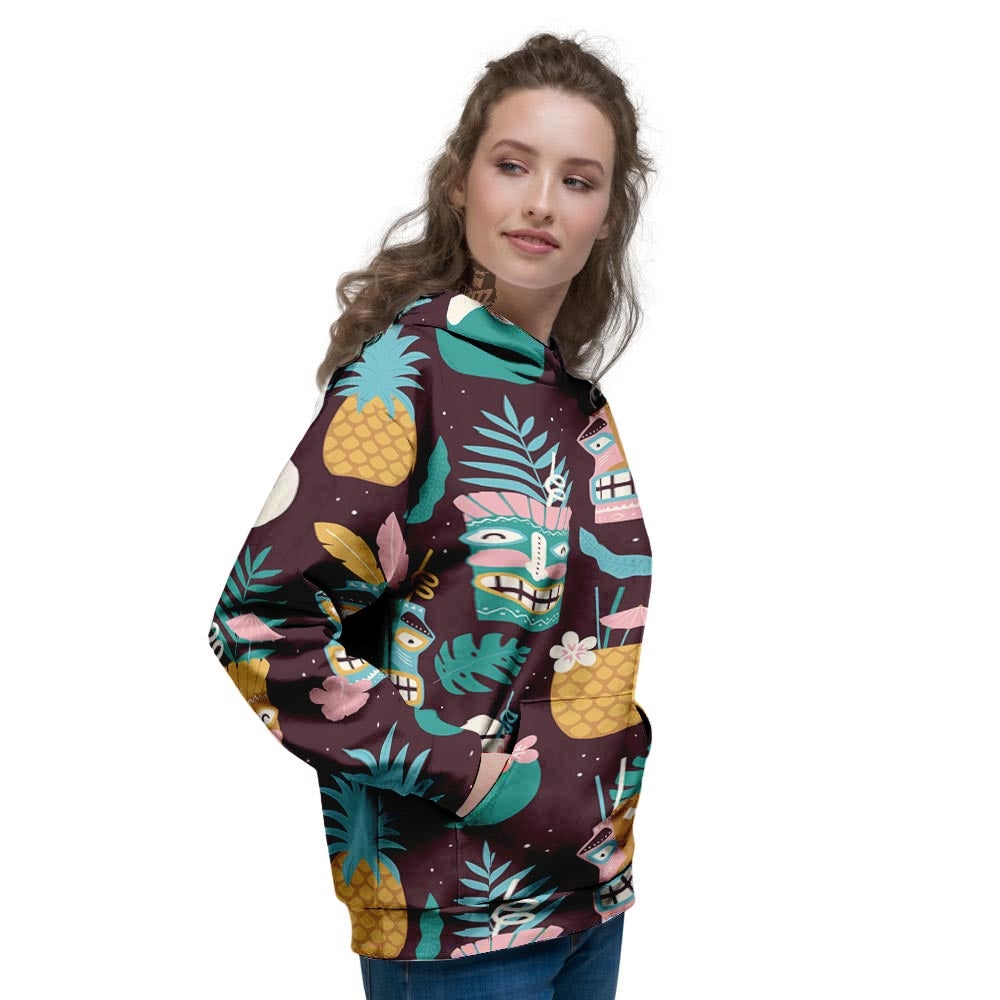 Luau Tiki Print Pattern Women's Hoodie-grizzshop