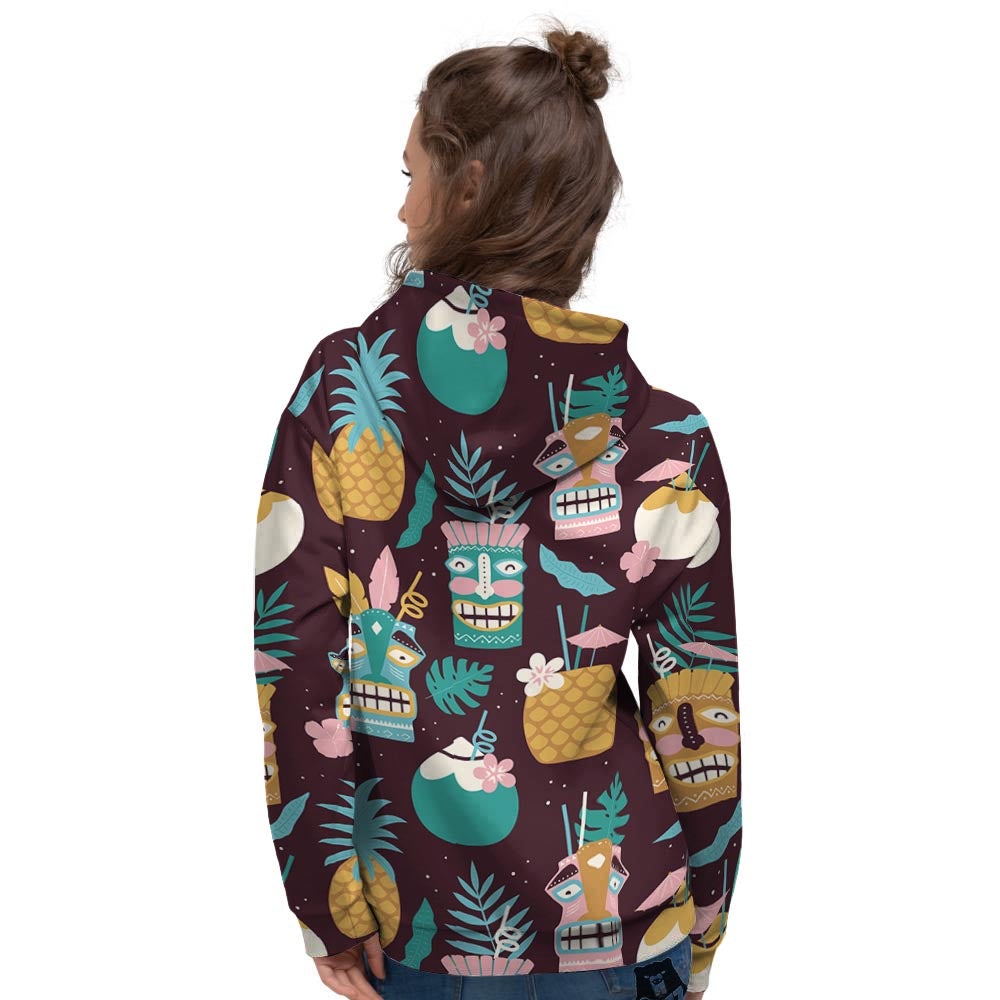 Luau Tiki Print Pattern Women's Hoodie-grizzshop